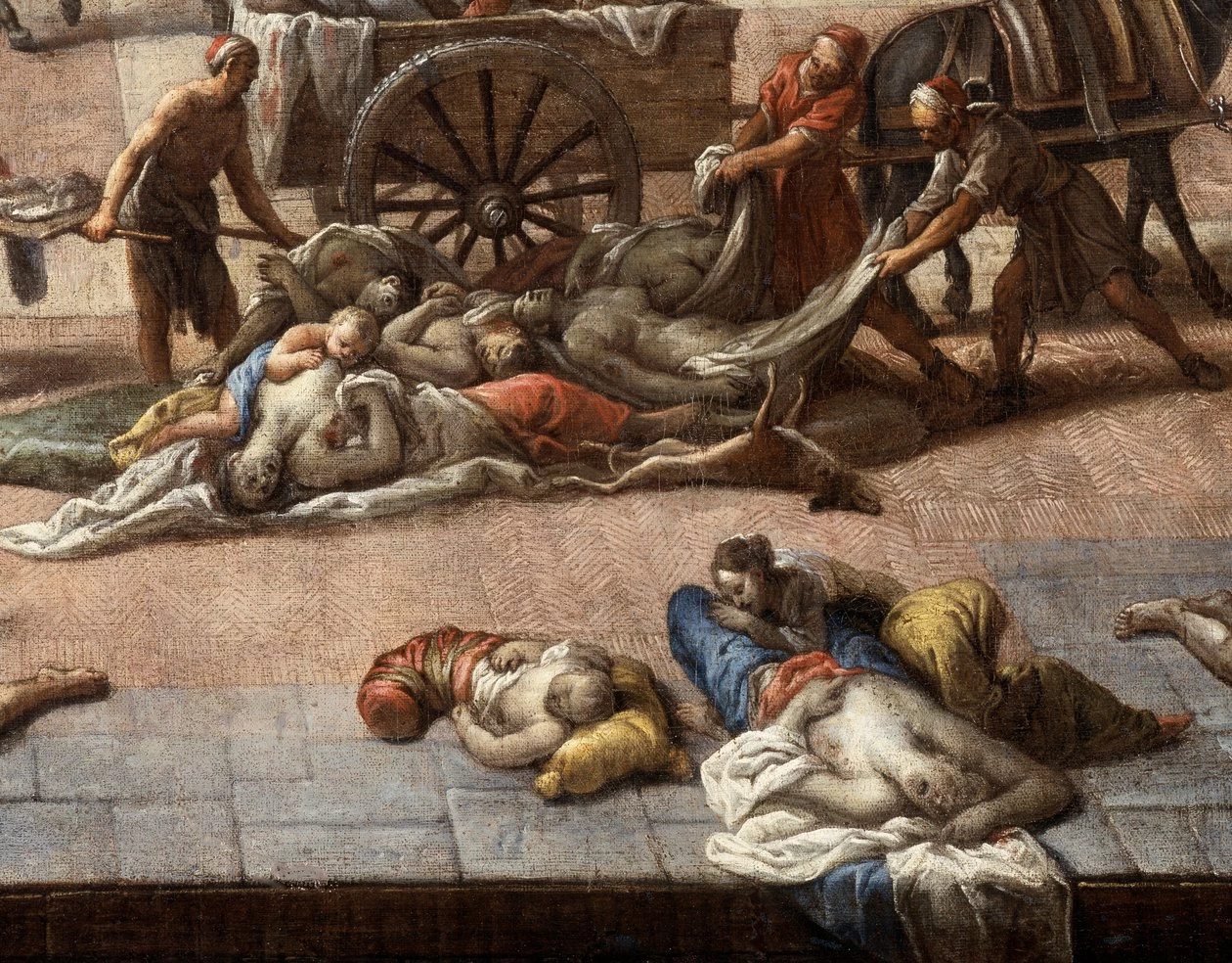 Veduta del Cours Belsunce, Marsiglia, durante la peste del 1720 - Musee des Beaux, Arts, Marseille, dettaglio 10
